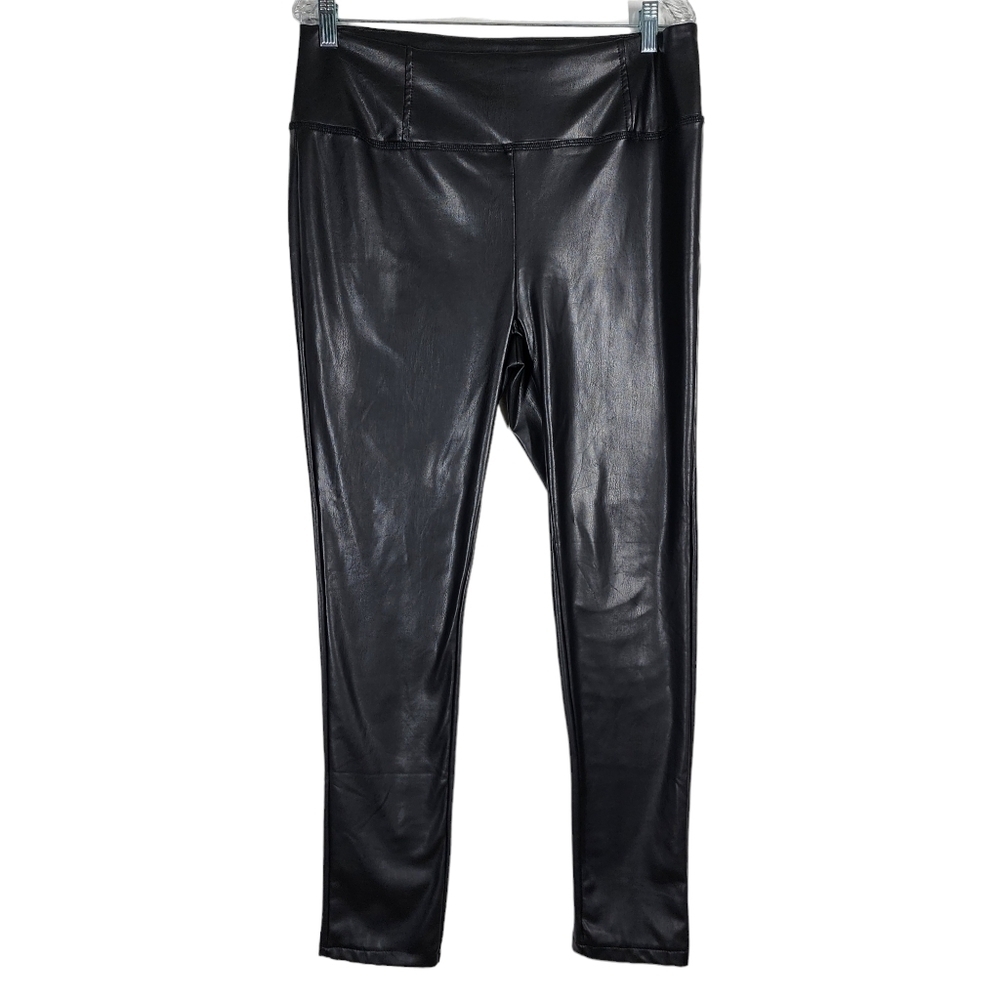 OOKIE & LALA FAUX LEATHER HIGH RISE PULL-ON LEGGINGS